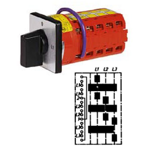 Арт. 148385 Переключатель кулачковый для амперметров без положения "0" Тип MT03, контактных отсеков - 5, 50A/400V IP54, код заказа VN MT03 32-F3-B-SI