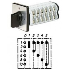 Арт. 141884 Однополюсный пятиступенчатый кулачковый выключатель с положением "0". Тип S05, контактных отсеков - 3, 25A/400V IP54, код заказа V2N S05-F1-B-SI