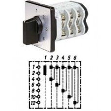 Арт. 148393 Однополюсный шестиступенчатый кулачковый выключатель без положения "0".. Тип S6, контактных отсеков - 3, 50A/400V IP54, код заказа VN S6 32-F3-B-SI
