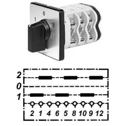 Арт. 148273 Трехполюсные кулачковые переключатели с положением "0". Тип U., контактных отсеков - 3, 50A/400V IP54, код заказа VN U 32-F3-B-SI