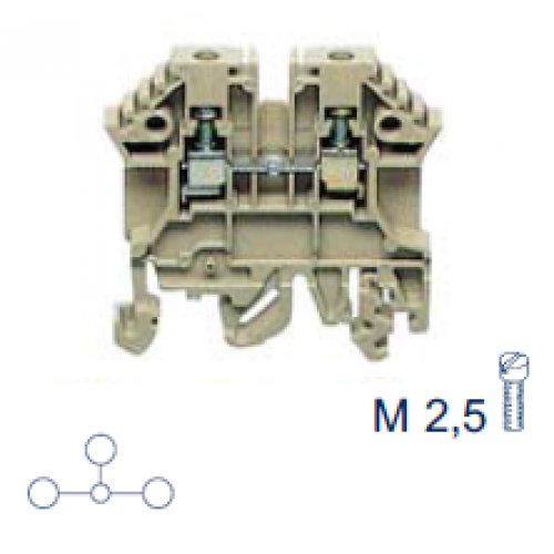 Арт. RK 2,5 Клемма проходная, c винтовыми зажимами для проводника до 4 мм.кв. 24A/800V